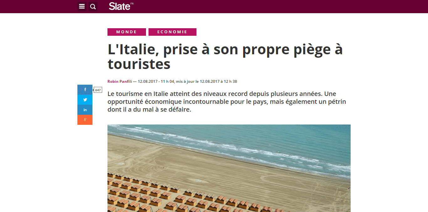Slate.fr features Venezia Autentica in an article about mass tourism in Italy - Venezia Autentica | Discover and Support the Authentic Venice -