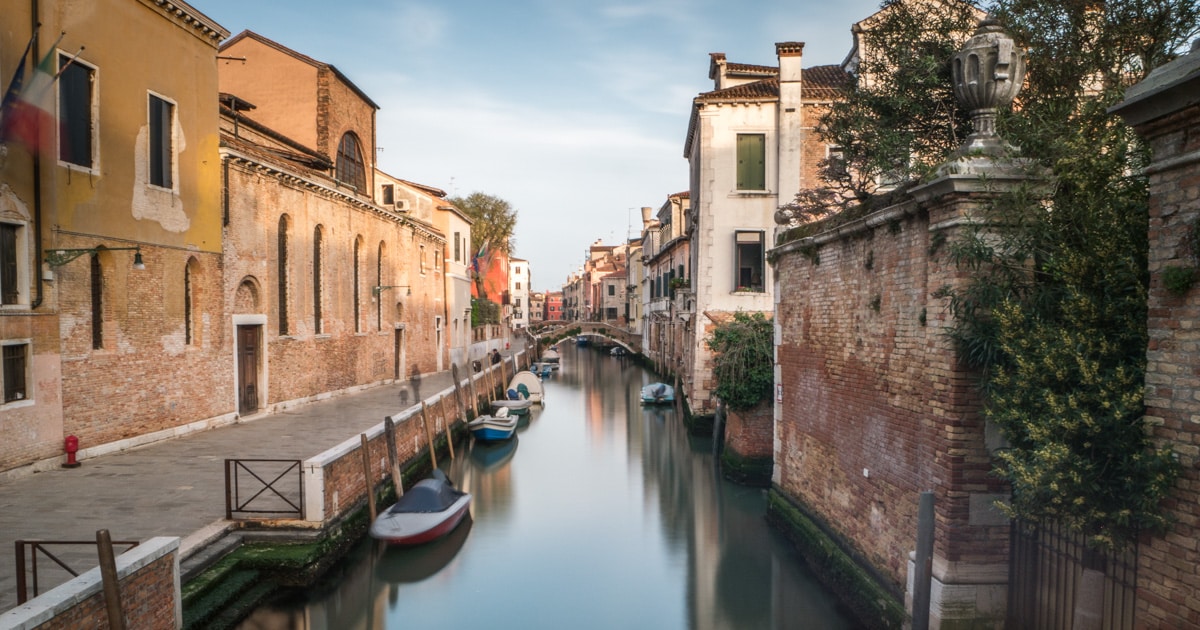 Venice off the beatean path. A calm canal and street in the district of cannaregio