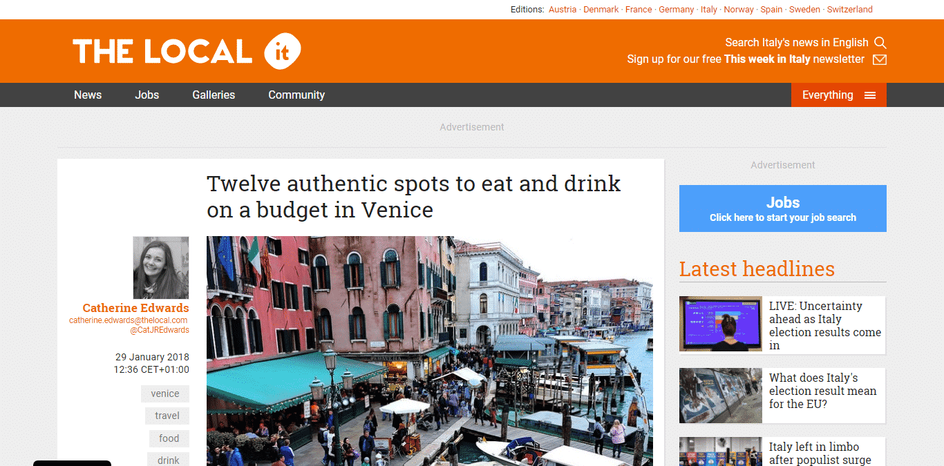 The Local Italy features Venezia Autentica's recommendations in a quick guide about local food as a reaction to recent news - Venezia Autentica | Discover and Support the Authentic Venice -