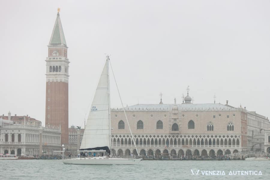 Venice weather in October. Fog on the Saint Mark's Basin