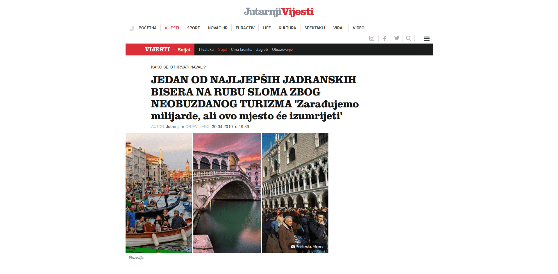 Croatian Newspaper Features Venezia Autentica as a Sustainable Tourism Solution - Venezia Autentica | Discover and Support the Authentic Venice -