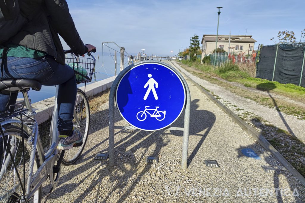 One of the many bycicle lanes in Venice,Italy