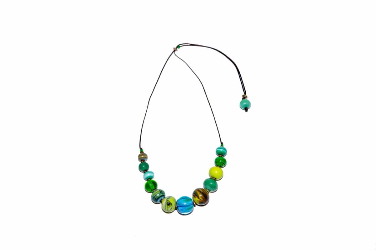 "Venice Canals" Necklace Shop by Venezia Autentica - Shop by Venezia Autentica - Beautiful Murano Glass necklace in different shades of green, handmade in Venice, Italy. Every bead, crafted by lampworking, is unique, beautiful, and durable