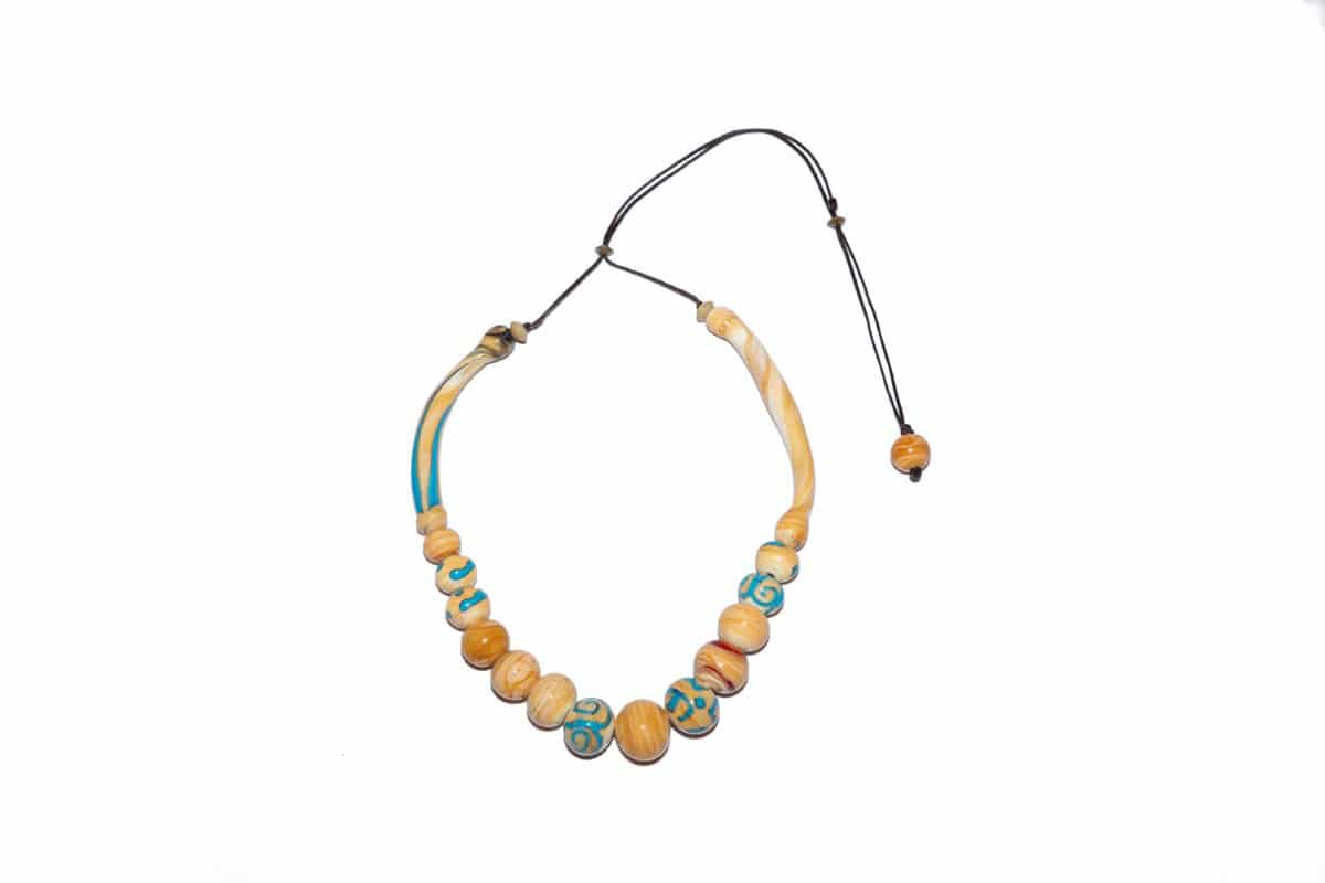 "Vanilla Sky" Necklace Shop by Venezia Autentica - Shop by Venezia Autentica - Stunning Vanilla&Blue Murano Glass necklace, designed and handmade in Venice, Italy. Every bead is unique and beautiful, and handmade through lampworking