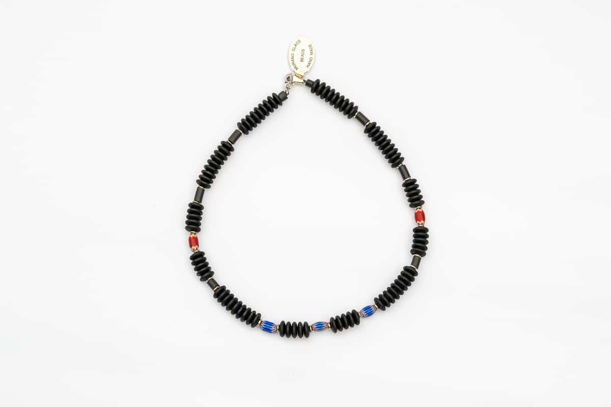 "Everyday" Man Necklace Shop by Venezia Autentica - Shop by Venezia Autentica - Beautiful Murano glass necklace for men, handmade in Venice. A smart mix of modern Murano Glass beads and world-famous antique "Rosetta" beads.